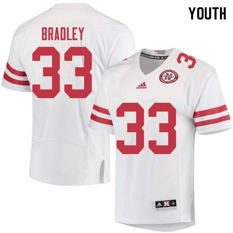 Youth #33 Jaylin Bradley Nebraska Cornhuskers College Football Jerseys Sale-White - Click Image to Close